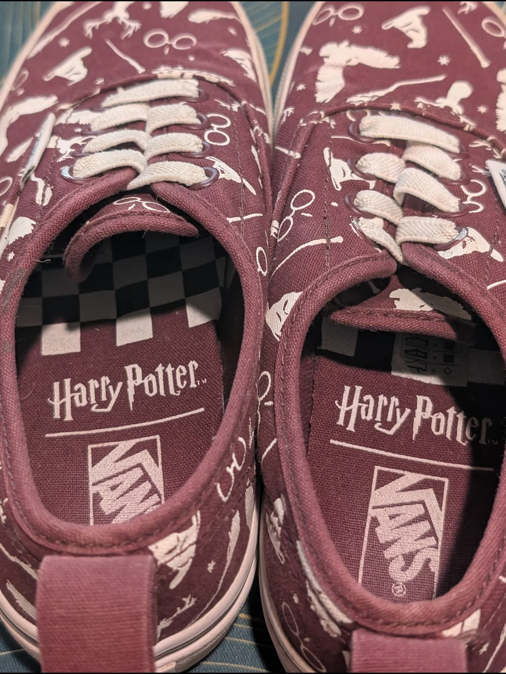 Vans Kids Maroon Patterned Low-Top Sneakers